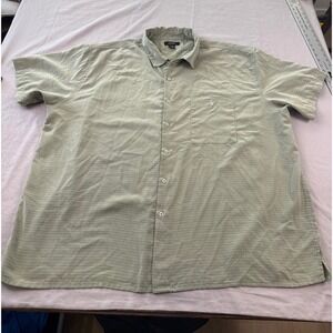 GNW Mens 4XL Sage Green Micro Check Short Sleeve Button Down Shirt Pocket Casual